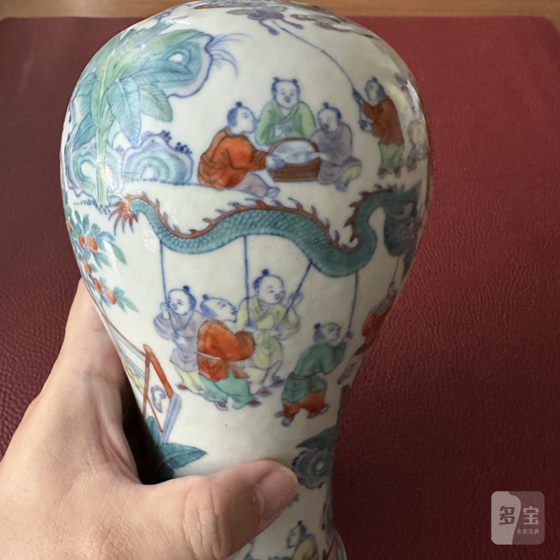 清中期 斗彩百子闹元宵图梅瓶 - 图11